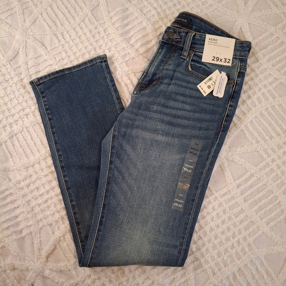 Aeropostale Mens Straight Leg Jeans 29x32 Medium Wash Premium Air Denim NWT